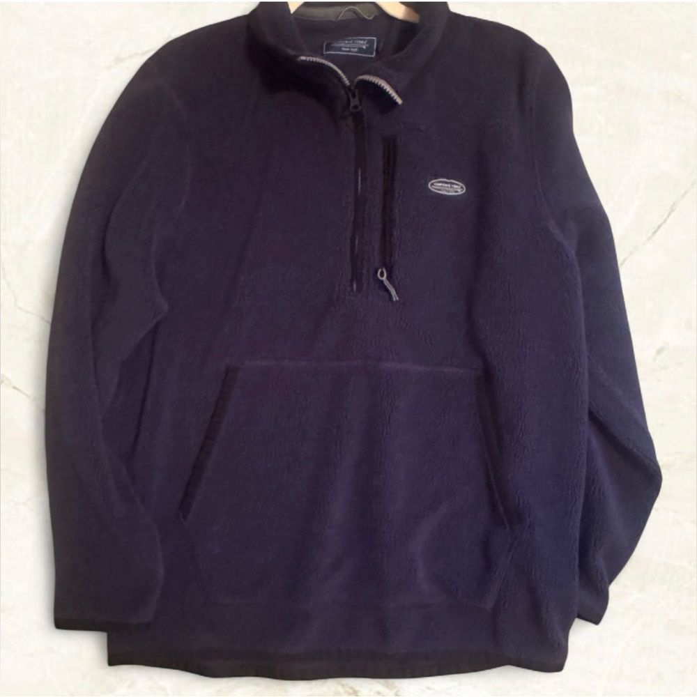 Navy Bonfire Fleece Vineyard Vines Quarter Zip Mens Large Long Sleeve $158 MRSP